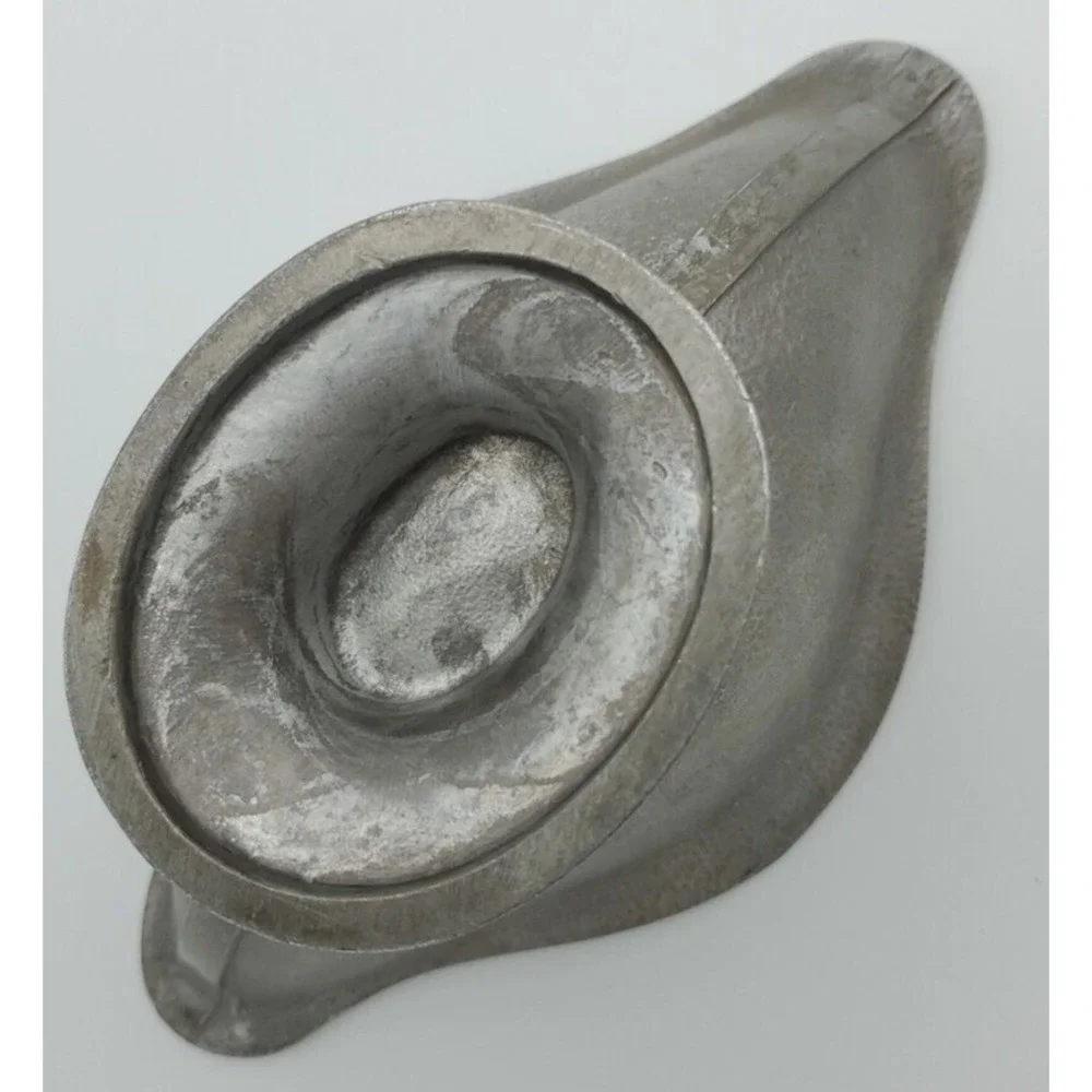 Vintage‎ Cast Hammered Aluminum Gravy Boat Guardian Service 2 Pc Underplate Gray
